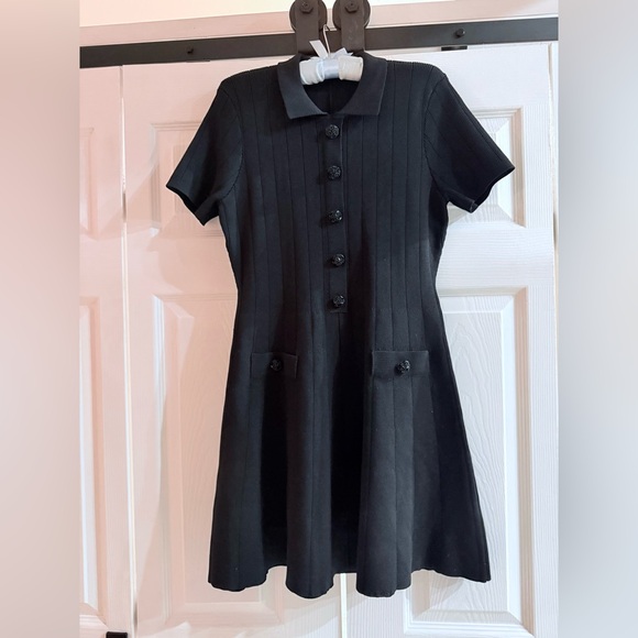 Endless Rose Black Ribbed Button Front Mini Dress | NWT | Sold Out Size Large - Picture 5 of 8